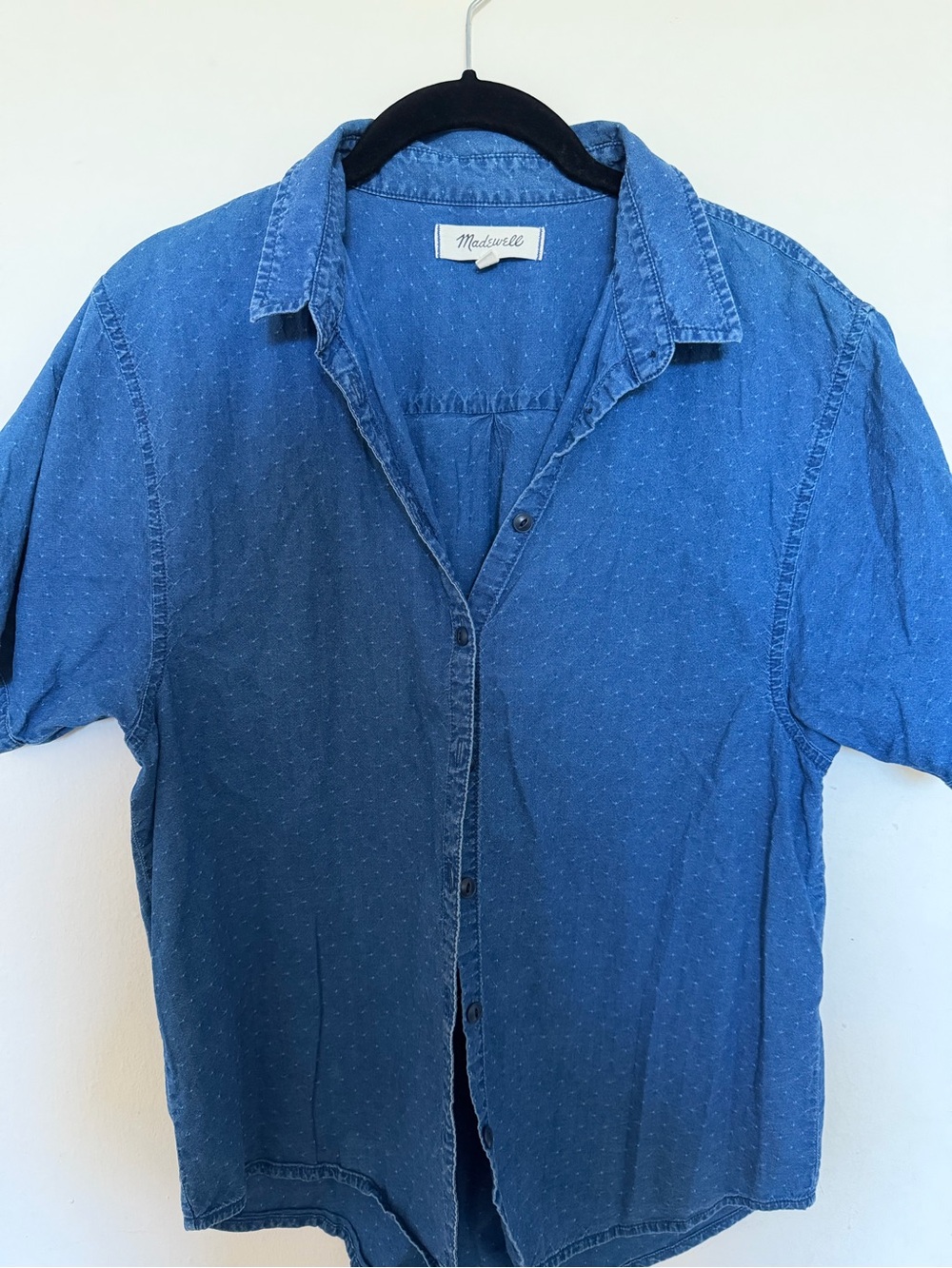 Madewell Women’s Denim-Blue Short Sleeve Button-Down Shirt